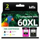 Ioffix Remanufactured 60XL Ink Cartridge Combo Pack Replacement for HP Ink 60 XL 60XL Compatible with Deskjet D2530 D2545 F2430 F4440 Envy 100 110 120 Photosmart C4640 C4650 (2 Pack)