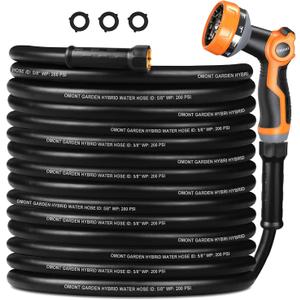 Garden Hose 100FT 5/8", Water Hose with Nozzle, Heavy Duty Flexible Puncture Outdoor Hose for Yard and RV, 100ft Male to Female Fittings, Burst 600 PSI