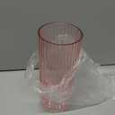Pink Glass Vase for Flowers Ribbed Glass Vase, Pink Flower Vase, Tall Cylinder Glass Vases for Centerpieces, Living Room, Bedroom, Dining Table, Office, Wedding, Bookshelf Decoration,10 Inches