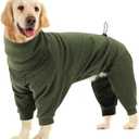 Dotoner Pullover Dog Sweater with Leash Hole - High Collar Cold Weather Vest for Large Dogs - Indoor & Outdoor Use (Green), XL