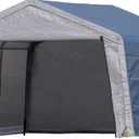 ShelterLogic Shed-in-a-Box All Season Steel Metal Peak Roof Outdoor Storage Shed with Waterproof Cover and Heavy Duty Reusable Auger Anchors 12' x 12'