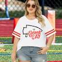 Plus Size Game Day Football Shirt Women Sports Season T-Shirt Football Mom Graphic Tee Sunday Funday Tops (White, XXXL)
