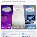 LEDIARY 20 Inch Low Profile Ceiling Fans with Lights, Led Bladeless Ceiling Fan, Remote Control Enclosed Flush Mount Ceiling Fan With Timming, 3000-6000K, 6 Wind Speed, 3000LM, 57W-White RGB