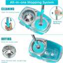 FunClean Spin Mop and Bucket,Mop and Bucket with Wringer Set for Home,360 Spinning Mopping Floor Cleaning Tool with 6 Microfiber Replacement Head Refills,61" Extended Handle, 2X Wheel - Blue