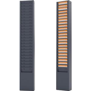 OSKIE 25-pockets Metal Time Card Rack, Wall-Mountable, Powder gray-blue, Vertical Office Organizer, 2x5x30inches