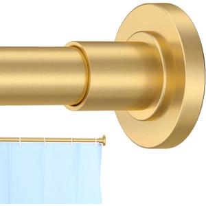 CorkLatta Gold Shower Curtain Rod 31 to 68 Inch,1 Inch Diameter Adjustable Spring Tension Stainless Steel Telescoping Rod,Easy Install,No Rust