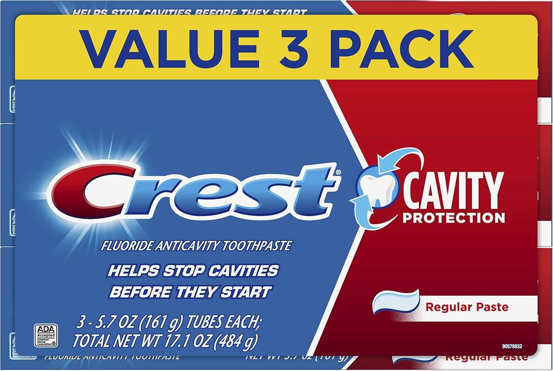 Crest Cavity Protection Toothpaste, Regular Paste, 5.7 oz, Pack of 3