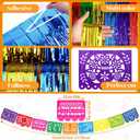 Day of The Dead Backdrop Decoration 20 x 6.6 ft Dia De Los Foil Fringe Curtains Backdrop Mexican Papel Picado Banner Streamer Day of The Dead Party Decoration para Fiesta Background Decor
