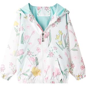 Feidoog Kids Baby Toddler Girls Cartoon Spring Fall Outerwear Windbreaker Zipper Hooded Jackets Coat (4-5T, White)