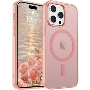 SUPFINE Magnetic for iPhone 14 Pro Max Case (Compatible with MagSafe) (Military Grade Drop Protection) Slim Translucent Matte Shockproof with Anti-Fingerprint Phone Case,Pink