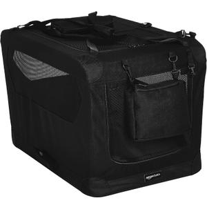 Amazon Basics Portable Soft Pet Dog Crate Carrier Kennel with Mesh Windows, Foldable, 30 x 21 x 21 inches, Black