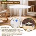 Round White Dining Table Modern Kitchen Table with Pedestal Base in Tulip Design, Mid-Century Leisure Table for 2 to 4 Personfor Kitchen, LivingRoom, Restaurant, Office, Cafe 31.49 inches