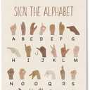 DOI-LANEE ASL Alphabet Poster Hanger Frame, Educational Posters for Toddlers 16x12 Inch, American Sign Language, ABC Learning Wall Art, Boho Classroom Decor, Playroom Wall Art