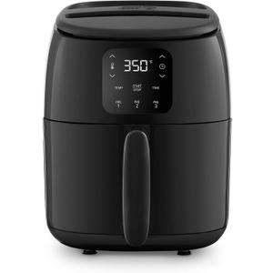 Dash Tasti-Crisp Digital Air Fryer 2.6 Quart Small Compact Mini Air Fryer for French Fries, Nuggets & More, 1-2 People, Auto Shut Off, Adjustable Temp, Dishwasher Safe Parts - Black