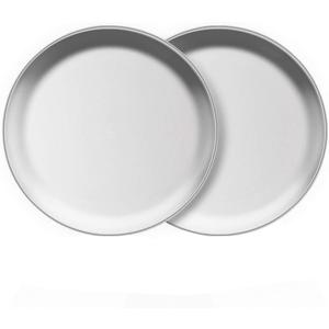 Steel Plates 2 Set 8 Inch Metal Round Dinner Plate Dishes for Serving/Snack/Camping, Dishwasher Safe Metal Dinner Plate