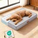 OhGeni Orthopedic Waterproof Dog Bed for Small Dogs, Machine-Washable Removable Cover in Easy-Clean Fabric, High Density Foam & Easy-Carry Handle, Suitable for Crate, 24 inch (Gray) (24" x 16" x 3" (For Sprawling))