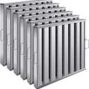 Hood Filters 19.5W x 19.5H Inch 430 Stainless Steel Pack of 6, 7 Grooves Commercial Hood Filters, Commercial Kitchen Range Hood Filter for Grease Rated Commercial Kitchen Exhaust Hoods