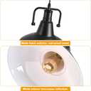 Industrial Farmhouse Pendant Light, 12" Metal Hanging Ceiling Lamp with 5FT Cord for Hallway, Kitchen Island, Sink, Dining Room, Living Room, Bar Counter, Foyer, E26 Socket, Black (Bulb Not Included)