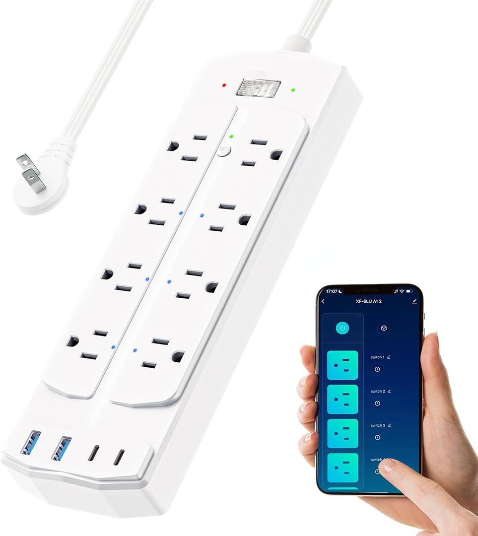 2 Prong Smart Power Strip, 1200J Surge Protector, Yozisital 2 Prong to 3 Prong Outlet Adapter, 5FT Flat Plug Extension Cord with 8 Outlets 4 USB Ports for Home Office