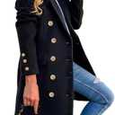 IDEALSANXUN Womens Fall Winter Wool Coats Double Breasted Midi Peacoat Trench Coats (Medium, Black 01)
