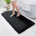 Bathroom Rugs Non Slip Washable 48x24, Ultra Thick Soft Microfiber Absorbent Bath Mats, High Density Foam Latex Non Slip Backing Bath Rugs, Fluffy Floor Carpet for Tub&Shower, Black