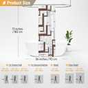 BTTN Stall Fabric Shower Curtain, 36x72 Inches Small Geometric Cloth Shower Curtain Set with 6 Plastic Hooks, Narrow Hotel Spa Half Neutral Modern Simple Polyester Shower Curtains for Bathroom, Brown