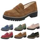 Womenyiaor Womens Loafers 2025, Brown Suede Platform Chunky Penny Loafer Lug Sole Comfortable Slip On Work Office Business Casual Dress Shoes,  Size 41