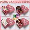 Resurhang 6pcs Conversation Heart Boxes for Valentine's Day, 4 Inch Candy Heart Gift Box Set Bulk Hugs Be Mine Love You Kiss Me Design Valentine Party Classroom Exchange Favors Portable Snack Sharing