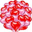 Skylety 28 Pcs Valentine's Day Heart Shaped Foil Balloons, 18 Inch Red and Pink Solid Color Helium Balloons for Galentine's Day, Wedding, Engagement, Anniversary Party Decorations