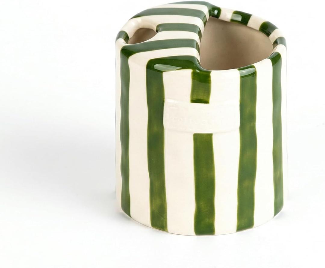 Novelty Ceramic Coffee Mug Designed to Look Like a Gift Box 10oz Retro Hand-Painted Ceramic Travel Mug Green & White Striped Design Microwave & Dishwasher Safe Perfect Present for Coffee Lovers