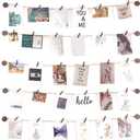 Mkono Hanging Photo Display Pictures Wall Decor 5 Rope Strings with 30 Clips Multi Pictures Cards Holder Teen Girl Room Wall Art for Bedroom, Nursery, Dorm Room, Birthday Christmas Gift, Brown