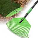 Plastic Rake for Leaves - Upgraded Anti-Break Nylon Head,75" Adjustable Leaf Rake,Gentle on Lawn,Garden,Yard,Grass,Pine Needle,Shrub,Lightweight for Women,Seniors,Kid,Gardening Camping Use