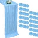 12 Pack Baby Blue Cheesecloth Table Runner 10FT Boho Cheese Cloths Gauze Fabric Table Runners 120 Inch Rustic Sheer for Spring Wedding Birthday Party Baby Shower Holiday Home