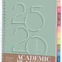 3 x Rileys Academic Planner 2025-2026, Daily, Weekly & Monthly Planner, July 2025 - June 2026, Student Notes Pages, Twin-Wire Binding, Weekly Agenda for School & Work (8 x 6-Inches, Green, Deco)