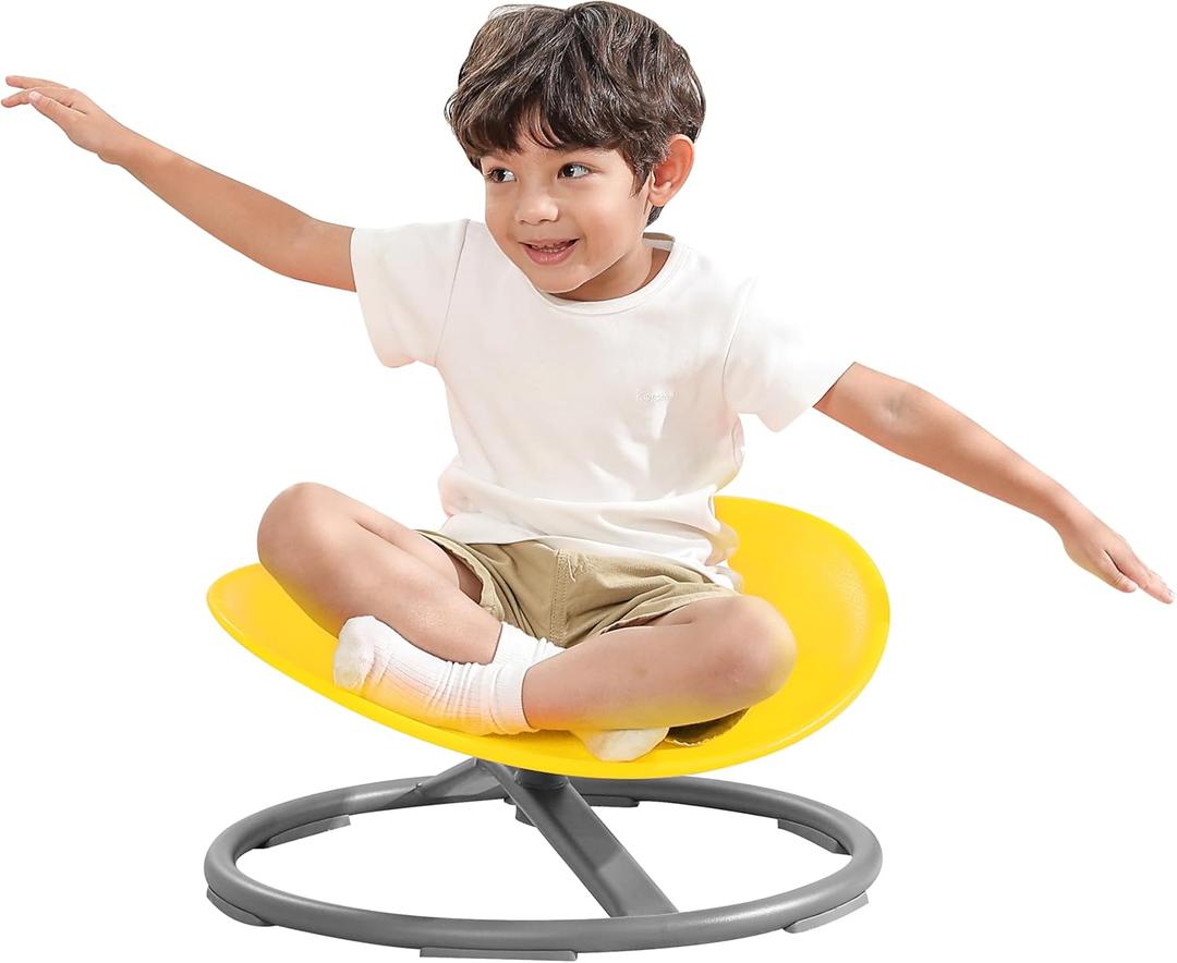 BABAMU Sensory Spinning Chair for Kids Autism Sensory Products Sit and Spin Autism Toys ADHD Swivel Chair Training Body Coordination (Yellow)