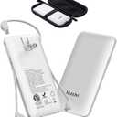 Portable Power Bank, Ultra Slim 10000mAh Portable Charger, USB C External Battery Pack with Built-in AC Plug, Charging Cable, Output Port, Compatible with All Kinds of Cellphones  (White)