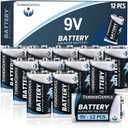 9 Volt Batteries 10 Pack - 9v Alkaline Batteries for Smoke Detectors, Carbon Monoxide Alarms, Security Systems, Walkie Talkies, and More