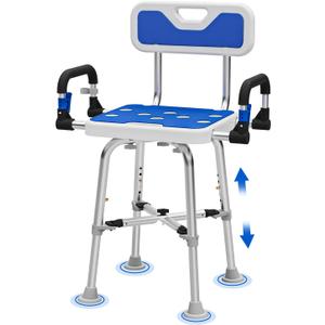 Shower Chair with Arms and Back for Seniors Elderly Handicap Disabled Or Bariatric Adults Heavy Duty 500 Lbs Adjustable Stool Bench Seat for Inside Shower Stall and Bathroom Bath Tub Chairs