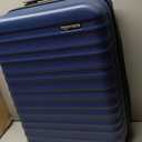Amazon Basics 21" Hardside Carry-On Luggage, Hardshell Suitcase With Wheels, Expandable For Up to 25% More Space, With Scratch-Resistant Surface, Four Multi-directional Wheels, Navy Blue