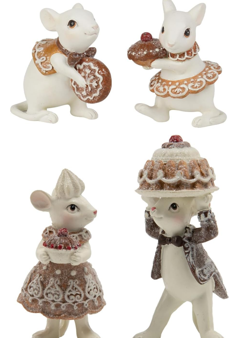 Braxio Gingerbread Christmas Mouse Sets, 4''