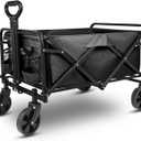 Yesker Foldable Wagon - 220lbs Collapsible Garden Carts with All Terrain Wheels for Outdoor Camping Sports Shopping Gardening - Heavy Duty Portable Utility Trolley (Black) (27*18*17")