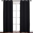 NICETOWN Thermal Insulated Black Blackout Curtains/Drapes 84 inches Length 2 Panels Set for Living Room, 42 inches Wide, Privacy Sound Reducing Room Darkening Draperies Window Treatment