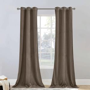 StangH Velvet Curtains 90 inches Long Taupe - Light Blocking Bedroom Drapes Privacy Protection, Heavy Grommet Window Treatment Farmhouse Decor for Living Room, W42 x L90, 2 Panels (Beige Series - Taupe)