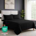Pure Bedding Bed Sheets - Full Sheet Set [4-Piece, Black] - Hotel Luxury 1800 Brushed Microfiber - Soft and Breathable - Deep Pocket Fitted Sheet, Flat Sheet, Pillow Cases