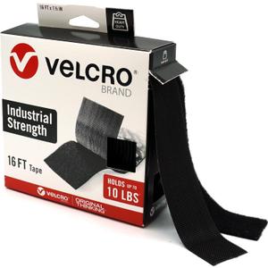 VELCRO Brand Heavy Duty Tape | 16 Foot Roll | Strong Sticky Back Adhesive Holds up to 10 lbs | Industrial Strength Fasteners for Indoor or Outdoor Use | 1-1/2in Width, Black (VEL-30838-USA)