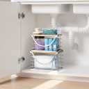 Extra Large Trash Bag Holder Stackable Kitchen Storage Slive, 2 Pack Wall Mounted Pantry Organizers and Storage with Bamboo Top, Garbage Bag Dispenser Under Sink for Laundry Room and Kitchen