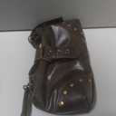 QWINEE Women's Studded Y2k Purse Rivet Hobo Purse Punk Leather Shoulder Bag with Buckle Brown# One-Size