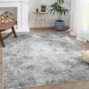 jinchan Area Rug 3x5 Washable Modern Rug Abstract Entryway Doormat Taupe Multi Print Overdyed Floor Cover Distressed Contemporary Lightweight Non-Slip Thin Carpet for Kitchen Bathroom Living Room, Distressed Grey