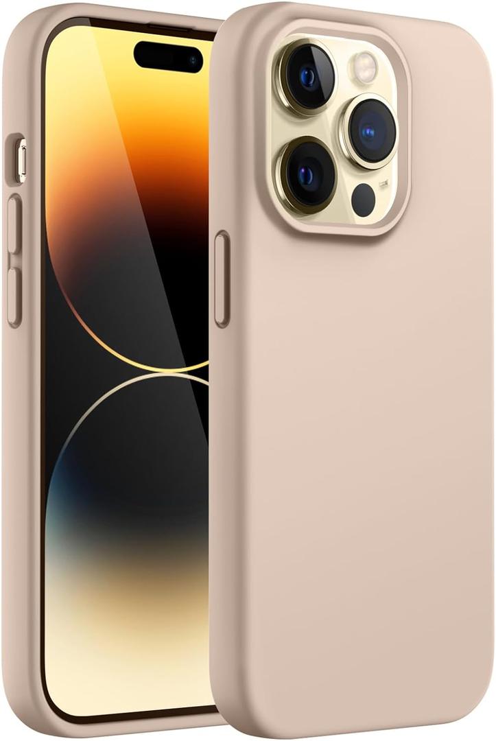 JETech Silicone Case for iPhone 14 Pro Max 6.7-Inch, Silky-Soft Touch Full-Body Protective Phone Case, Shockproof Cover with Microfiber Lining (Gold)