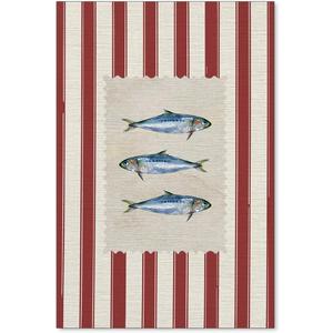 Red and White Striped Sardine Wall Art Vintage Fish Animal Poster Ocean Seafood Canvas Prints for Dining Room Kitchen Wall Decor 16X24 inch Unframed